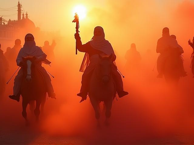 रंगीन भारतीय त्योहार के दौरान नृत्य करती युवा महिलाएं